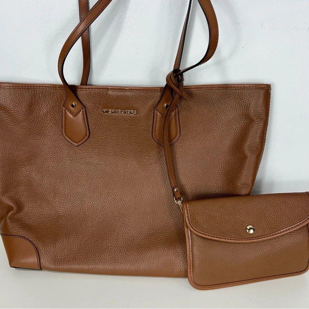Michael Kors Brown Leather Tote with Matching Pouch